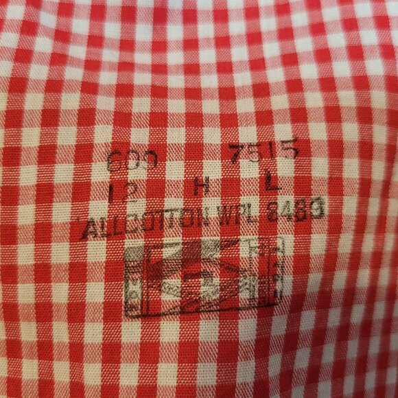 Vintage Red White Check Button Up Shirt Collar Mr Marvin Jamaica Estates Medium - Picture 3 of 6